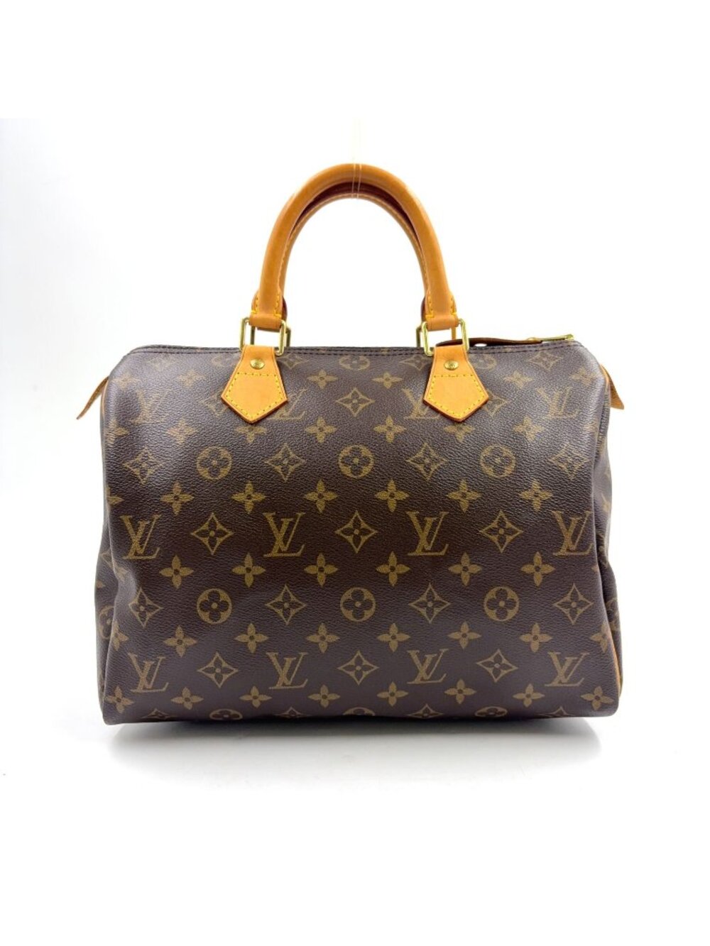 Louis Vuitton Speedy 30 Monogram Leather Brown Handbag Gold